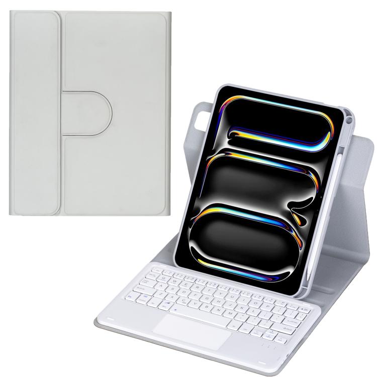غطاء لوحي من الجلد مع لوحة مفاتيح بلوتوث دوارة 360 درجة مع لوحة لمس، لجهاز iPad Pro 11 2025 / 2024، لجهاز iPad 2025 / 2022، لجهاز iPad Air 11 2025 / iPad Pro 11 2022، لجهاز iPad 10.2 2021 / 2019 / iPad Air 3