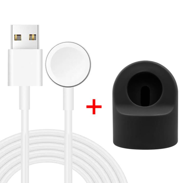 xDfind لحامل شحن ساعة آبل الذكية من السيليكون ومجموعة شاحن USB، سيليكون + USB (أبيض)، سيليكون + USB (أسود)