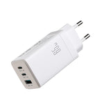 شاحن JOYROOM JR-TG10 بقوة 65W GaN مع منفذي Type-C ومنفذ USB 3، مع كابل Type-C إلى Type-C، قابس الاتحاد الأوروبي، قابس المملكة المتحدة