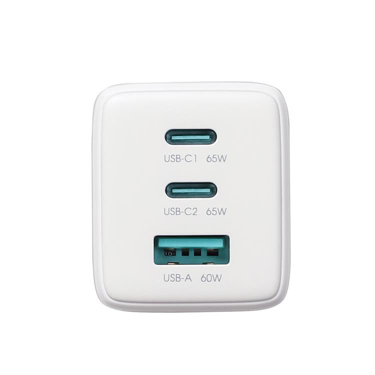 شاحن JOYROOM JR-TG10 بقوة 65W GaN مع منفذي Type-C ومنفذ USB 3، مع كابل Type-C إلى Type-C، قابس الاتحاد الأوروبي، قابس المملكة المتحدة