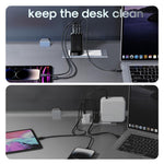 شاحن JOYROOM JR-TG10 بقوة 65 واط GaN مع منفذي Type-C ومنفذ USB 3، مع كابل Type-C إلى 8 بن، قابس المملكة المتحدة