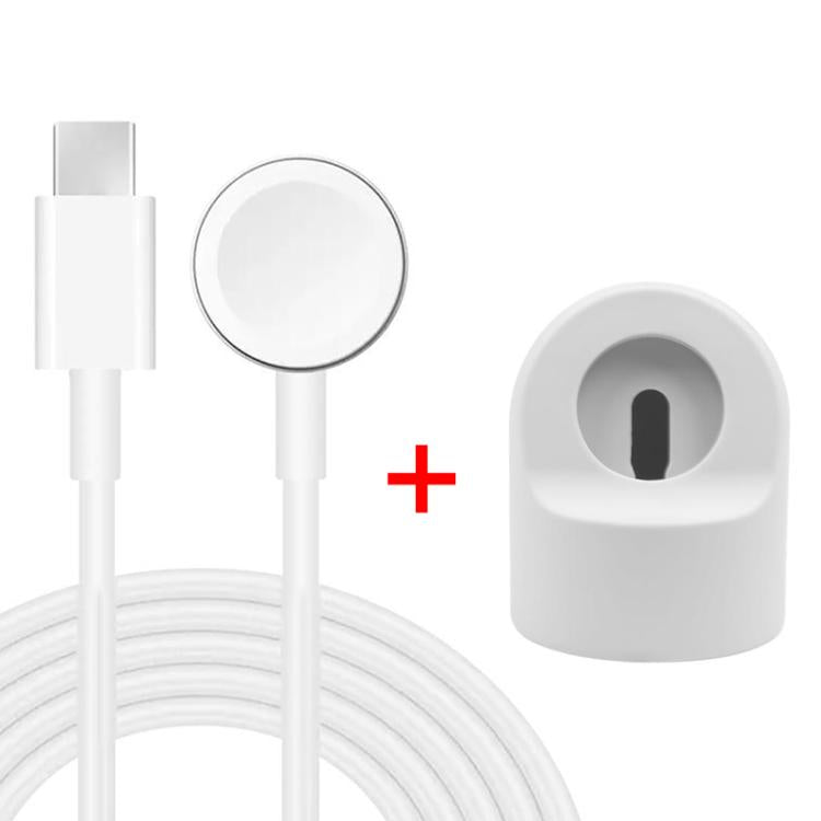 xDfind لحامل شحن ساعة آبل الذكية من السيليكون ومجموعة شاحن Type-C، سيليكون + Type-C (أبيض)، سيليكون + Type-C (أسود)