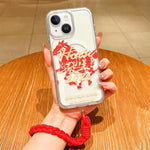 غطاء هاتف كامل من الأكريليك المغناطيسي بطبعة سنة الحصان مع حبل معلق، لهواتف iPhone 13، iPhone 12، iPhone 12 Pro Max، iPhone 12 Pro