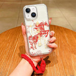 غطاء هاتف كامل من الأكريليك المغناطيسي بطبعة سنة الحصان مع حبل معلق، لهواتف iPhone 13، iPhone 12، iPhone 12 Pro Max، iPhone 12 Pro