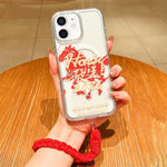 غطاء هاتف كامل من الأكريليك المغناطيسي بطبعة سنة الحصان مع حبل معلق، لهواتف iPhone 13، iPhone 12، iPhone 12 Pro Max، iPhone 12 Pro