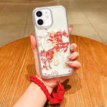 غطاء هاتف كامل من الأكريليك المغناطيسي بطبعة سنة الحصان مع حبل معلق، لهواتف iPhone 13، iPhone 12، iPhone 12 Pro Max، iPhone 12 Pro