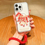 غطاء هاتف كامل من الأكريليك المغناطيسي بطبعة سنة الحصان مع حبل معلق، لهواتف iPhone 13، iPhone 12، iPhone 12 Pro Max، iPhone 12 Pro