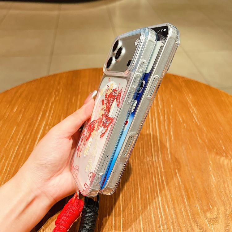 غطاء هاتف كامل من الأكريليك المغناطيسي بطبعة سنة الحصان مع حبل معلق، لهواتف iPhone 13، iPhone 12، iPhone 12 Pro Max، iPhone 12 Pro