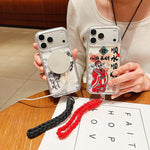غطاء هاتف كامل من الأكريليك المغناطيسي بطبعة سنة الحصان مع حبل معلق، لهواتف iPhone 13، iPhone 12، iPhone 12 Pro Max، iPhone 12 Pro