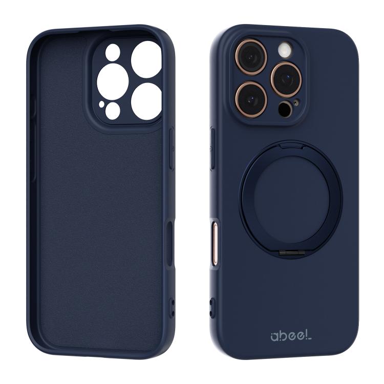 غطاء هاتف من السيليكون السائل المغناطيسي صديق البشرة مع حامل من ABEEL، لهاتف iPhone 17 Pro Max، iPhone 17 Pro، iPhone 17، iPhone 16 Pro Max، iPhone 16 Pro، iPhone 16