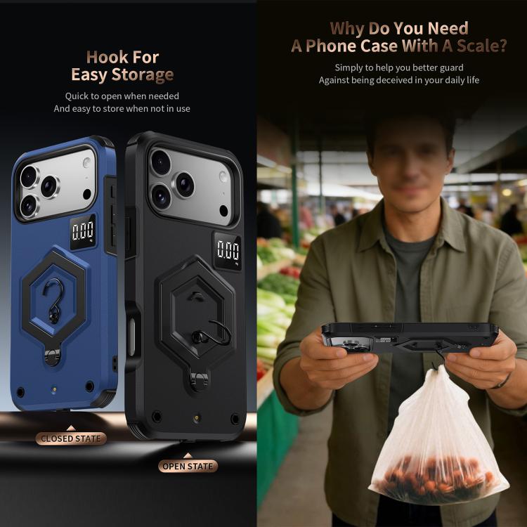 غطاء هاتف مع حامل مغناطيسي على شكل درع سداسي الوزن، لهواتف iPhone 17 Pro Max، iPhone 17 Pro، iPhone 17، iPhone Air، iPhone 16 Pro Max، iPhone 16 Pro