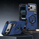 غطاء هاتف مع حامل مغناطيسي على شكل درع سداسي الوزن، لهواتف iPhone 17 Pro Max، iPhone 17 Pro، iPhone 17، iPhone Air، iPhone 16 Pro Max، iPhone 16 Pro