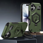 غطاء هاتف مع حامل مغناطيسي على شكل درع سداسي الوزن، لهواتف iPhone 17 Pro Max، iPhone 17 Pro، iPhone 17، iPhone Air، iPhone 16 Pro Max، iPhone 16 Pro