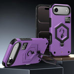 غطاء هاتف مع حامل مغناطيسي على شكل درع سداسي الوزن، لهواتف iPhone 17 Pro Max، iPhone 17 Pro، iPhone 17، iPhone Air، iPhone 16 Pro Max، iPhone 16 Pro
