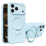 غطاء هاتف من السيليكون السائل مع حامل MagSafe، لهواتف iPhone 17 Pro Max، iPhone 17 Pro، iPhone 17، iPhone Air