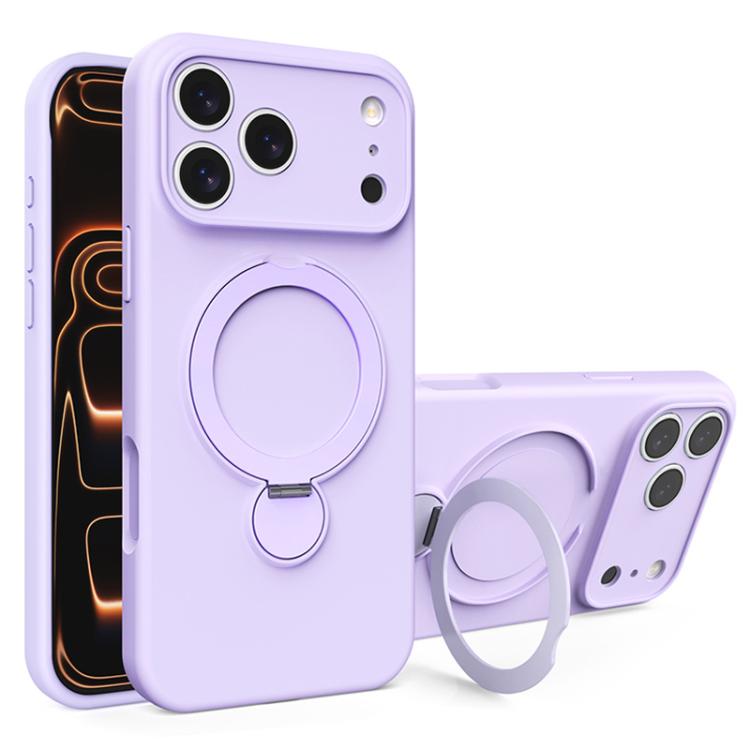 غطاء هاتف من السيليكون السائل مع حامل MagSafe، لهواتف iPhone 17 Pro Max، iPhone 17 Pro، iPhone 17، iPhone Air