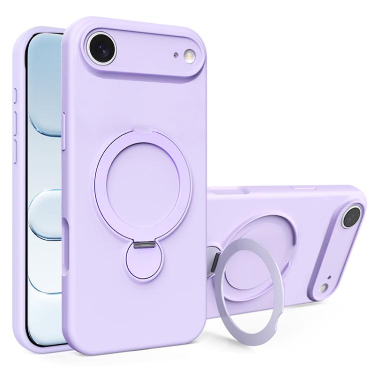 غطاء هاتف من السيليكون السائل مع حامل MagSafe، لهواتف iPhone 17 Pro Max، iPhone 17 Pro، iPhone 17، iPhone Air