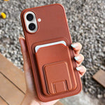 حافظة هاتف بحامل بطاقة قابلة للطي مربعة، لهواتف iPhone 16 Plus، iPhone 16، iPhone 15 Pro Max، iPhone 15 Pro، iPhone 15 Plus، iPhone 15