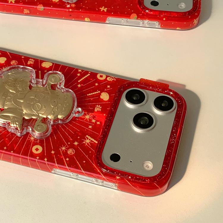 حافظة هاتف بنقوش تقليدية محظوظة للسنة الصينية الجديدة من PC + TPU، لهواتف iPhone 17 Pro Max، iPhone 17 Pro