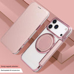 حافظة هاتف رفيعة جداً من الجلد النباتي مع طلاء مغناطيسي وحامل دوار، لهواتف iPhone 17e / 16e، iPhone 17 Pro Max، iPhone 17 Pro، iPhone 17، iPhone Air، iPhone 16 Pro Max