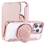 Ultra-thin Rotation Holder Magnetic Plating Vegan Leather Phone Case, For iPhone 16 Pro, For iPhone 16 Plus, For iPhone 16, For iPhone 15 Pro Max, For iPhone 15 Pro, For iPhone 15 Plus / 14 Plus