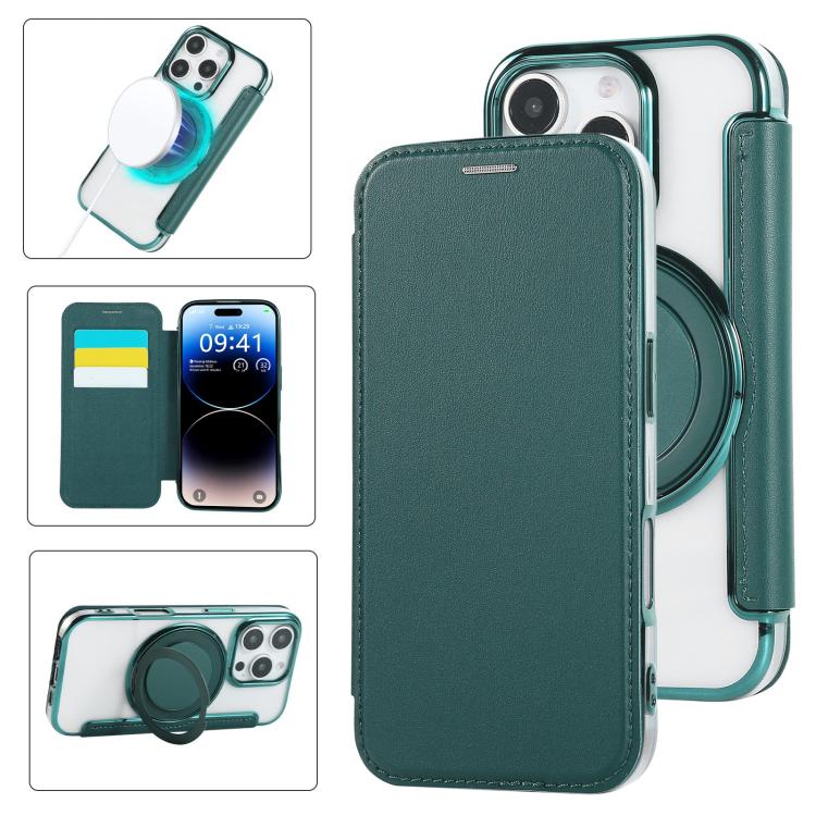 Ultra-thin Rotation Holder Magnetic Plating Vegan Leather Phone Case, For iPhone 16 Pro, For iPhone 16 Plus, For iPhone 16, For iPhone 15 Pro Max, For iPhone 15 Pro, For iPhone 15 Plus / 14 Plus