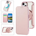 غطاء هاتف من الجلد النباتي مطلي مغناطيسي رفيع جداً مع حامل دوار، لهواتف iPhone 15، iPhone 14 / 13، iPhone 14 Pro، iPhone 14 Pro Max، iPhone 13 Pro Max، iPhone 13 Pro