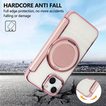 غطاء هاتف من الجلد النباتي مطلي مغناطيسي رفيع جداً مع حامل دوار، لهواتف iPhone 15، iPhone 14 / 13، iPhone 14 Pro، iPhone 14 Pro Max، iPhone 13 Pro Max، iPhone 13 Pro