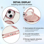 غطاء هاتف من الجلد النباتي مطلي مغناطيسي رفيع جداً مع حامل دوار، لهواتف iPhone 15، iPhone 14 / 13، iPhone 14 Pro، iPhone 14 Pro Max، iPhone 13 Pro Max، iPhone 13 Pro