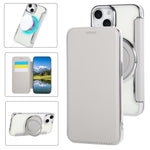 غطاء هاتف من الجلد النباتي مطلي مغناطيسي رفيع جداً مع حامل دوار، لهواتف iPhone 15، iPhone 14 / 13، iPhone 14 Pro، iPhone 14 Pro Max، iPhone 13 Pro Max، iPhone 13 Pro