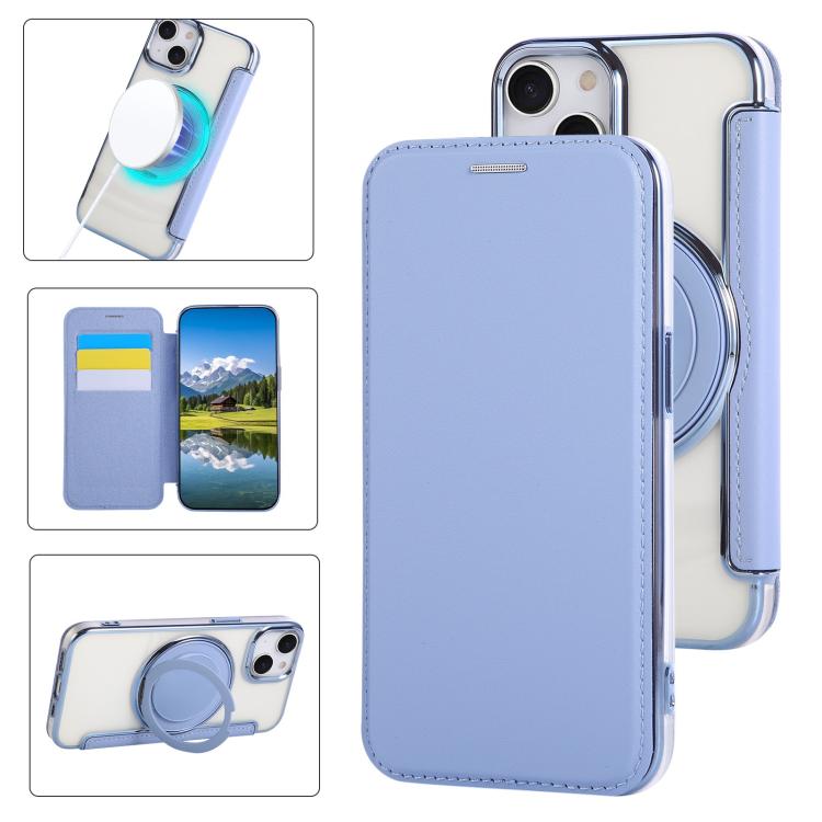 غطاء هاتف من الجلد النباتي مطلي مغناطيسي رفيع جداً مع حامل دوار، لهواتف iPhone 15، iPhone 14 / 13، iPhone 14 Pro، iPhone 14 Pro Max، iPhone 13 Pro Max، iPhone 13 Pro