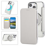 غطاء هاتف من الجلد النباتي مطلي مغناطيسي رفيع جداً مع حامل دوار، لهواتف iPhone 15، iPhone 14 / 13، iPhone 14 Pro، iPhone 14 Pro Max، iPhone 13 Pro Max، iPhone 13 Pro