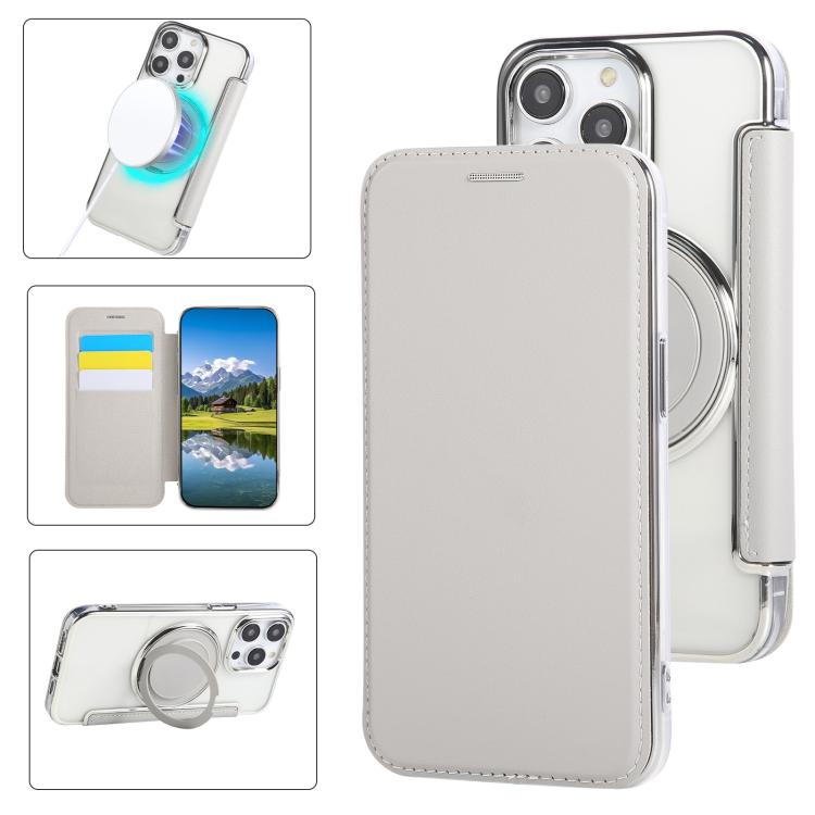 غطاء هاتف من الجلد النباتي مطلي مغناطيسي رفيع جداً مع حامل دوار، لهواتف iPhone 15، iPhone 14 / 13، iPhone 14 Pro، iPhone 14 Pro Max، iPhone 13 Pro Max، iPhone 13 Pro