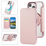 غطاء هاتف من الجلد النباتي مطلي مغناطيسي رفيع جداً مع حامل دوار، لهواتف iPhone 15، iPhone 14 / 13، iPhone 14 Pro، iPhone 14 Pro Max، iPhone 13 Pro Max، iPhone 13 Pro