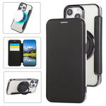 غطاء هاتف من الجلد النباتي مطلي مغناطيسي رفيع جداً مع حامل دوار، لهواتف iPhone 15، iPhone 14 / 13، iPhone 14 Pro، iPhone 14 Pro Max، iPhone 13 Pro Max، iPhone 13 Pro