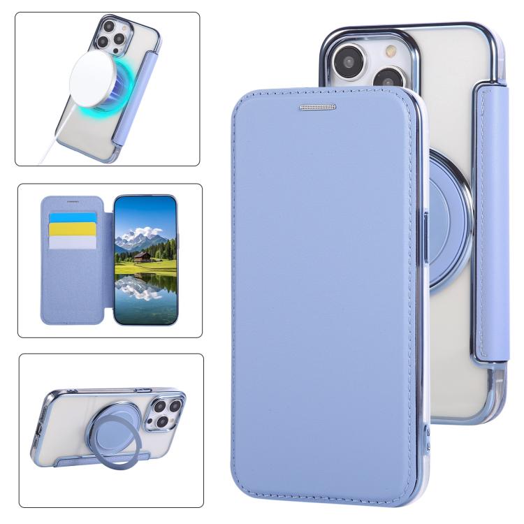 غطاء هاتف من الجلد النباتي مطلي مغناطيسي رفيع جداً مع حامل دوار، لهواتف iPhone 15، iPhone 14 / 13، iPhone 14 Pro، iPhone 14 Pro Max، iPhone 13 Pro Max، iPhone 13 Pro
