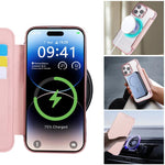 حافظة هاتف رفيعة جداً من الجلد النباتي مع طلاء مغناطيسي، لهواتف iPhone 16 Pro، iPhone 16 Plus، iPhone 16، iPhone 15 Pro Max، iPhone 15 Pro، iPhone 15 Plus / 14 Plus