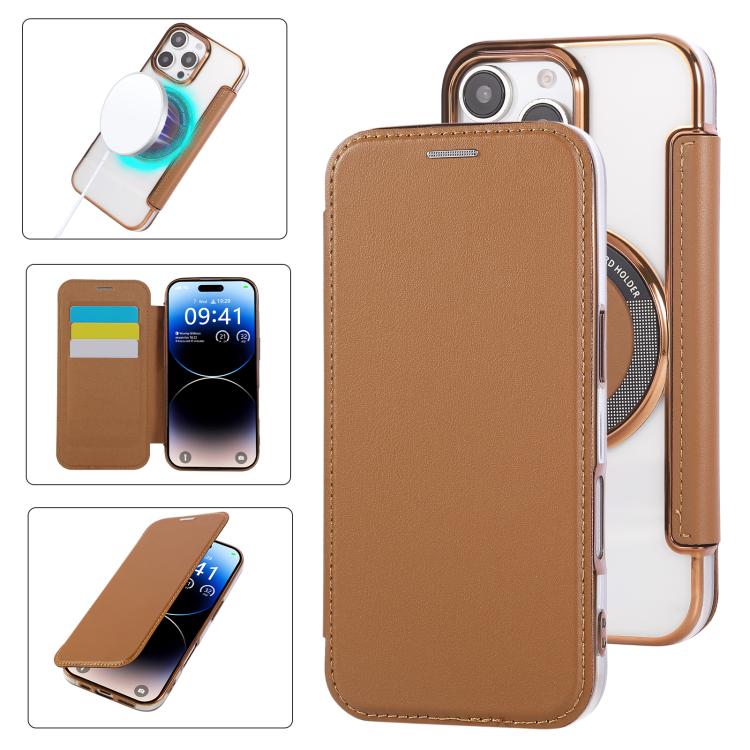 حافظة هاتف رفيعة جداً من الجلد النباتي مع طلاء مغناطيسي، لهواتف iPhone 16 Pro، iPhone 16 Plus، iPhone 16، iPhone 15 Pro Max، iPhone 15 Pro، iPhone 15 Plus / 14 Plus