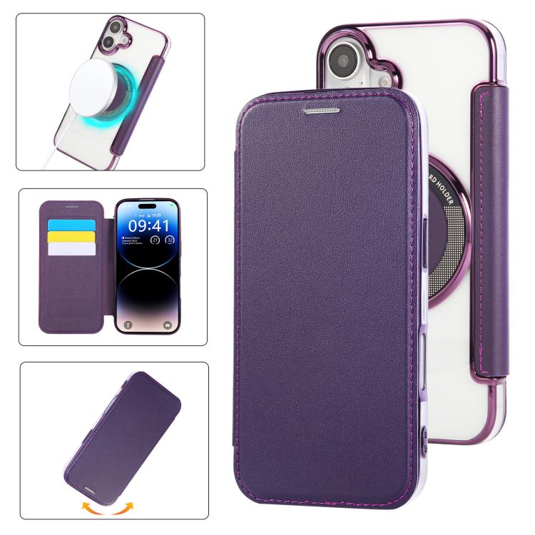 حافظة هاتف رفيعة جداً من الجلد النباتي مع طلاء مغناطيسي، لهواتف iPhone 16 Pro، iPhone 16 Plus، iPhone 16، iPhone 15 Pro Max، iPhone 15 Pro، iPhone 15 Plus / 14 Plus
