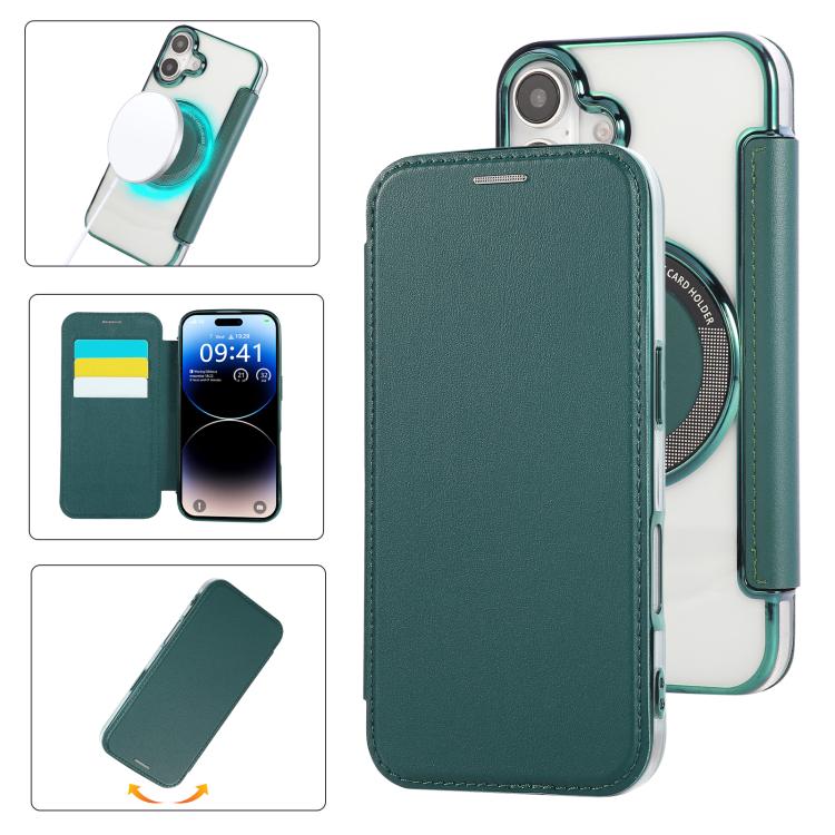 حافظة هاتف رفيعة جداً من الجلد النباتي مع طلاء مغناطيسي، لهواتف iPhone 16 Pro، iPhone 16 Plus، iPhone 16، iPhone 15 Pro Max، iPhone 15 Pro، iPhone 15 Plus / 14 Plus