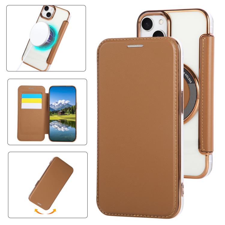 حافظة هاتف رفيعة جداً من الجلد النباتي مع طلاء مغناطيسي، لهواتف iPhone 15، iPhone 14 / 13، iPhone 14 Pro، iPhone 14 Pro Max، iPhone 13 Pro Max، iPhone 13 Pro