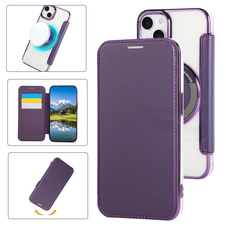 حافظة هاتف رفيعة جداً من الجلد النباتي مع طلاء مغناطيسي، لهواتف iPhone 15، iPhone 14 / 13، iPhone 14 Pro، iPhone 14 Pro Max، iPhone 13 Pro Max، iPhone 13 Pro