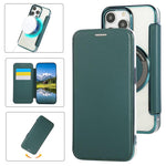 حافظة هاتف رفيعة جداً من الجلد النباتي مع طلاء مغناطيسي، لهواتف iPhone 15، iPhone 14 / 13، iPhone 14 Pro، iPhone 14 Pro Max، iPhone 13 Pro Max، iPhone 13 Pro
