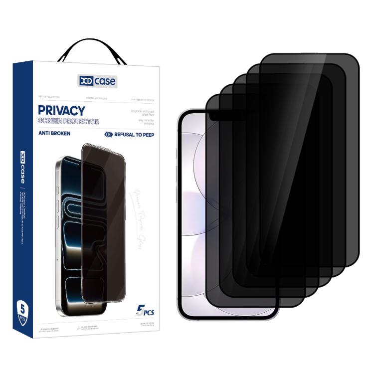 XDcase 5pcs / Pack Silk Screen Printed Anti-Peep Tempered Glass Screen Protector, For iPhone 17e / 16e, For iPhone 17 Pro Max, For iPhone 17 Pro, For iPhone 17, For iPhone Air, For iPhone 16 Pro Max, For iPhone 16 Pro, For iPhone 16 Plus, For iPhone 16...