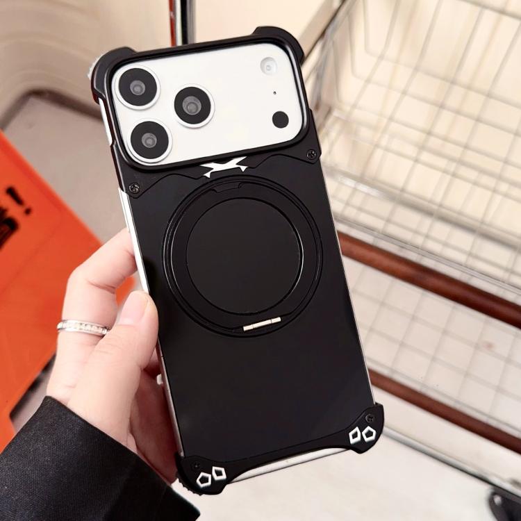 غطاء هاتف مغناطيسي بدون إطار مع حامل دوار 360 درجة بلون أصلي من جاكوار، لهواتف iPhone 17 Pro Max، iPhone 17 Pro