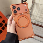 غطاء هاتف مغناطيسي بدون إطار مع حامل دوار 360 درجة بلون أصلي من جاكوار، لهواتف iPhone 17 Pro Max، iPhone 17 Pro