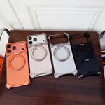 غطاء هاتف مغناطيسي بدون إطار مع حامل دوار 360 درجة بلون أصلي من جاكوار، لهواتف iPhone 17 Pro Max، iPhone 17 Pro