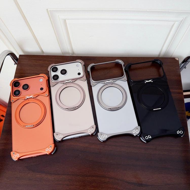 غطاء هاتف مغناطيسي بدون إطار مع حامل دوار 360 درجة بلون أصلي من جاكوار، لهواتف iPhone 17 Pro Max، iPhone 17 Pro