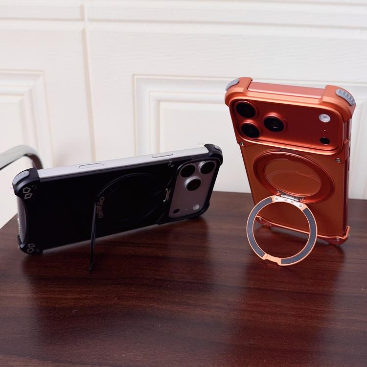 غطاء هاتف مغناطيسي بدون إطار مع حامل دوار 360 درجة بلون أصلي من جاكوار، لهواتف iPhone 17 Pro Max، iPhone 17 Pro