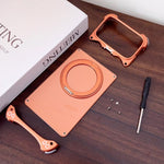 غطاء هاتف مغناطيسي بدون إطار مع حامل دوار 360 درجة بلون أصلي من جاكوار، لهواتف iPhone 17 Pro Max، iPhone 17 Pro